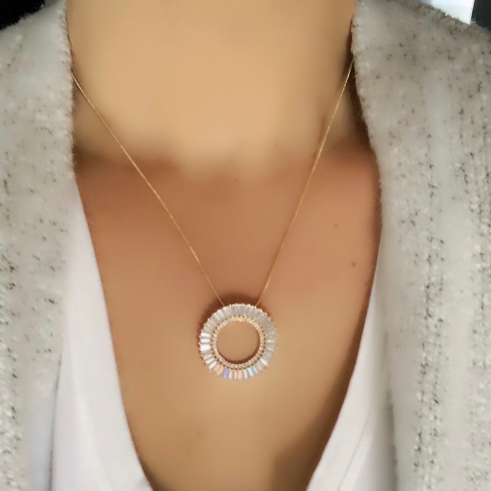 Ola cz Pendant Necklace  18Kts Gold Plated Chain